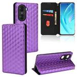 For Honor 60 Pro Cubic Grid Texture Flip Leather Phone Case(Purple)
