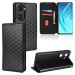 For Honor 60 Cubic Grid Texture Flip Leather Phone Case(Black)