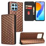 For Honor 70 Lite / X6 4G / X8 5G Cubic Grid Texture Flip Leather Phone Case(Brown)