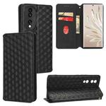 For Honor 70 Cubic Grid Texture Flip Leather Phone Case(Black)