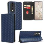 For Honor 70 Cubic Grid Texture Flip Leather Phone Case(Blue)
