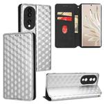 For Honor 70 Cubic Grid Texture Flip Leather Phone Case(Silver)