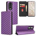 For Honor 70 Cubic Grid Texture Flip Leather Phone Case(Purple)