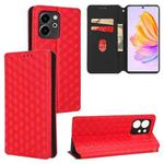 For Honor 80 SE 5G Cubic Grid Texture Flip Leather Phone Case(Red)