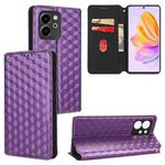 For Honor 80 SE 5G Cubic Grid Texture Flip Leather Phone Case(Purple)