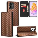 For Honor 80 SE 5G Cubic Grid Texture Flip Leather Phone Case(Brown)