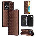 For Honor 90 GT 5G Cubic Grid Texture Flip Leather Phone Case(Brown)