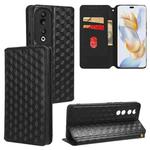 For Honor 90 Cubic Grid Texture Flip Leather Phone Case(Black)