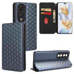 For Honor 90 Cubic Grid Texture Flip Leather Phone Case(Blue)