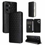 For Honor 100 Pro 5G Cubic Grid Texture Flip Leather Phone Case(Black)
