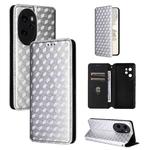 For Honor 100 Pro 5G Cubic Grid Texture Flip Leather Phone Case(Silver)