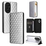 For Honor 200 5G Cubic Grid Texture Flip Leather Phone Case(Silver)