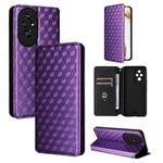 For Honor 200 5G Cubic Grid Texture Flip Leather Phone Case(Purple)