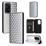 For Honor 200 Lite 5G Global Cubic Grid Texture Flip Leather Phone Case(Silver)
