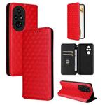For Honor 200 Pro 5G Cubic Grid Texture Flip Leather Phone Case(Red)