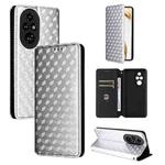 For Honor 200 Pro 5G Cubic Grid Texture Flip Leather Phone Case(Silver)