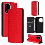 For Honor 300 5G Cubic Grid Texture Flip Leather Phone Case(Red)