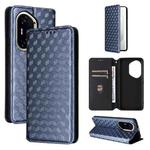 For Honor 300 Pro 5G Cubic Grid Texture Flip Leather Phone Case(Blue)
