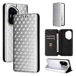 For Honor 300 Pro 5G Cubic Grid Texture Flip Leather Phone Case(Silver)
