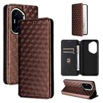 For Honor 300 Pro 5G Cubic Grid Texture Flip Leather Phone Case(Brown)