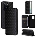 For Honor 400 Cubic Grid Texture Flip Leather Phone Case(Black)