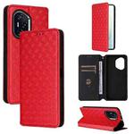 For Honor 400 Cubic Grid Texture Flip Leather Phone Case(Red)