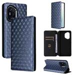 For Honor 400 Cubic Grid Texture Flip Leather Phone Case(Blue)