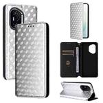 For Honor 400 Cubic Grid Texture Flip Leather Phone Case(Silver)