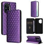 For Honor 400 Cubic Grid Texture Flip Leather Phone Case(Purple)