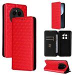 For Honor Magic7 5G Cubic Grid Texture Flip Leather Phone Case(Red)