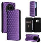 For Honor Magic7 5G Cubic Grid Texture Flip Leather Phone Case(Purple)
