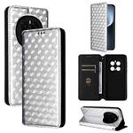 For Honor Magic7 Pro 5G Cubic Grid Texture Flip Leather Phone Case(Silver)