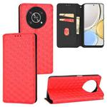 For Honor Magic4 Lite / X9 Cubic Grid Texture Flip Leather Phone Case(Red)