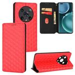 For Honor Magic4 Pro 5G Cubic Grid Texture Flip Leather Phone Case(Red)