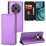 For Honor Magic4 Pro 5G Cubic Grid Texture Flip Leather Phone Case(Purple)