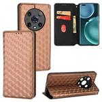 For Honor Magic4 Pro 5G Cubic Grid Texture Flip Leather Phone Case(Brown)