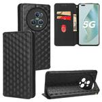 For Honor Magic5 Pro Cubic Grid Texture Flip Leather Phone Case(Black)