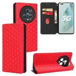 For Honor Magic5 Pro Cubic Grid Texture Flip Leather Phone Case(Red)