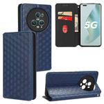 For Honor Magic5 Pro Cubic Grid Texture Flip Leather Phone Case(Blue)