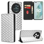 For Honor Magic5 Pro Cubic Grid Texture Flip Leather Phone Case(Silver)