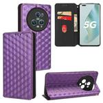 For Honor Magic5 Pro Cubic Grid Texture Flip Leather Phone Case(Purple)