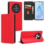 For Honor Magic5 Cubic Grid Texture Flip Leather Phone Case(Red)