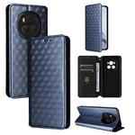 For Honor Magic6 5G Cubic Grid Texture Flip Leather Phone Case(Blue)