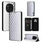For Honor Magic6 5G Cubic Grid Texture Flip Leather Phone Case(Silver)