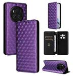 For Honor Magic6 5G Cubic Grid Texture Flip Leather Phone Case(Purple)
