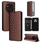 For Honor Magic6 5G Cubic Grid Texture Flip Leather Phone Case(Brown)
