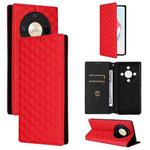 For Honor Magic6 Lite 5G / X9b 5G Cubic Grid Texture Flip Leather Phone Case(Red)