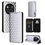 For Honor Magic6 Pro 5G Cubic Grid Texture Flip Leather Phone Case(Silver)