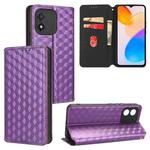 For Honor X5 4G Cubic Grid Texture Flip Leather Phone Case(Purple)