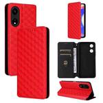 For Honor X5 Plus Cubic Grid Texture Flip Leather Phone Case(Red)